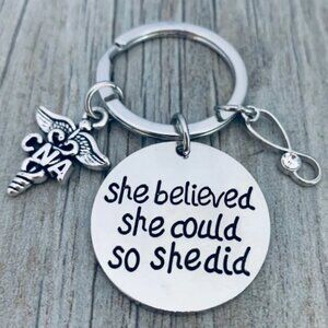 Nurse Keychain - She Believed She Could So She Did - CNA